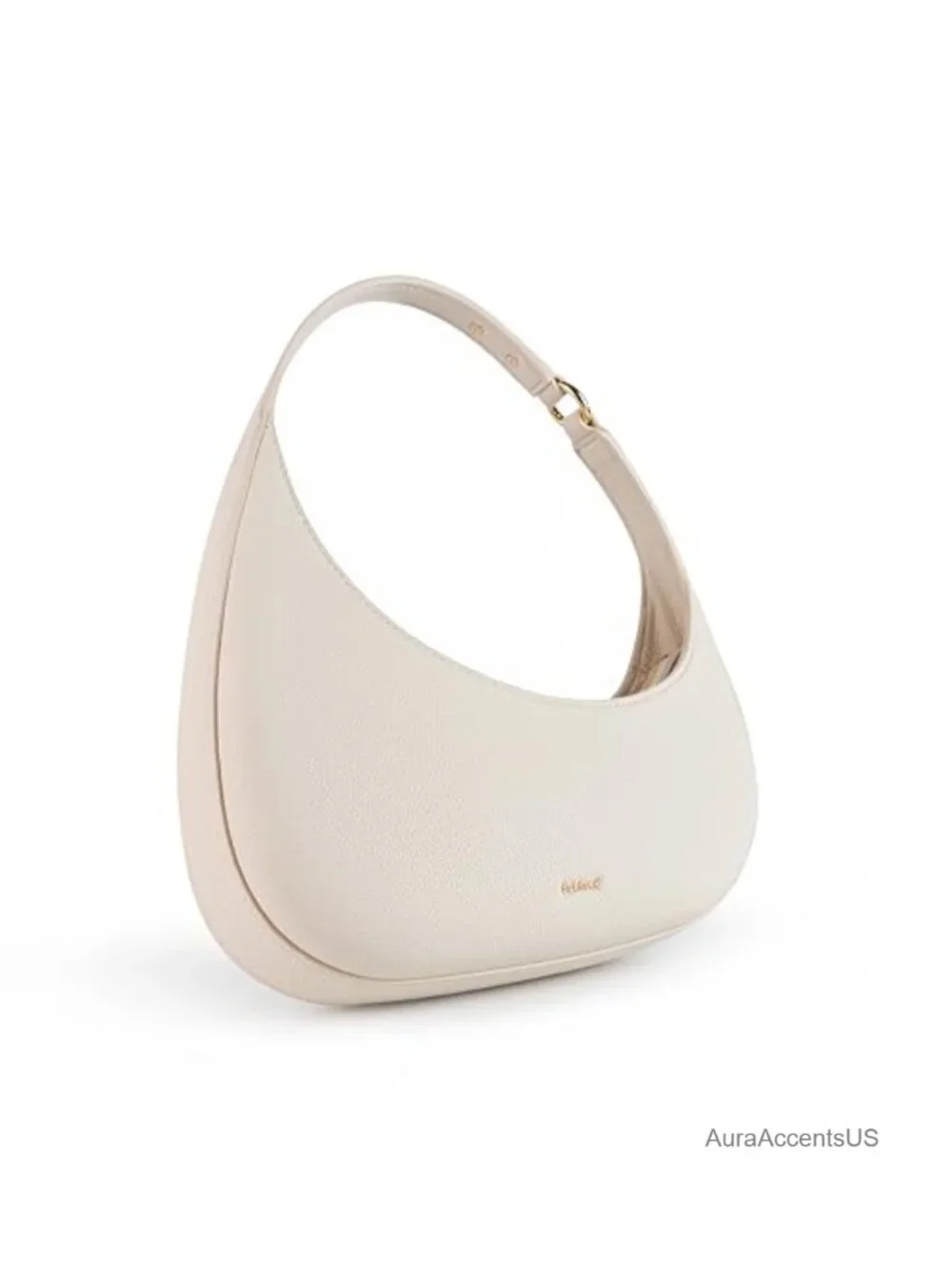 Small Crescent Shoulder Bag, Mini Vegan Leather Hobo Purse with Zipper